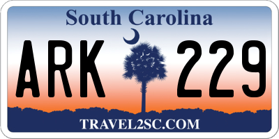 SC license plate ARK229
