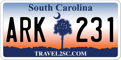 SC license plate ARK231