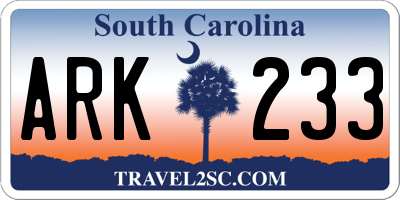 SC license plate ARK233