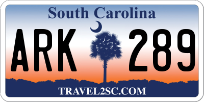 SC license plate ARK289