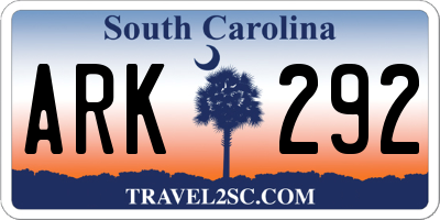 SC license plate ARK292
