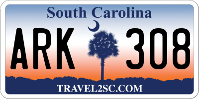 SC license plate ARK308