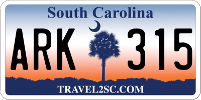 SC license plate ARK315