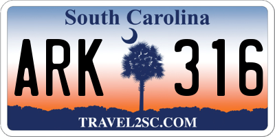 SC license plate ARK316