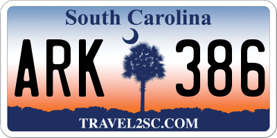 SC license plate ARK386