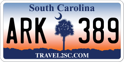 SC license plate ARK389