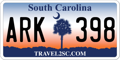SC license plate ARK398