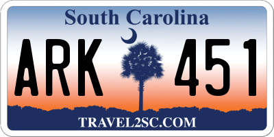 SC license plate ARK451