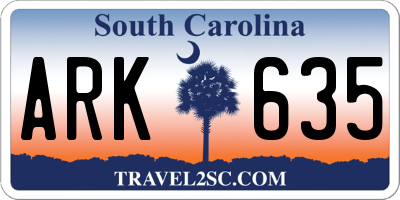 SC license plate ARK635