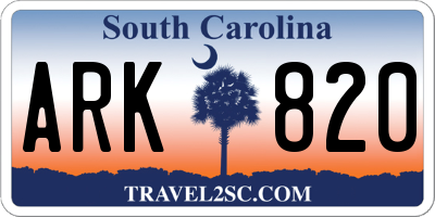 SC license plate ARK820