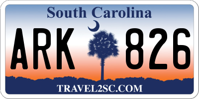 SC license plate ARK826