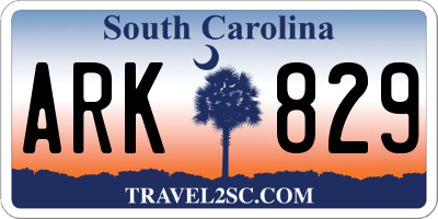 SC license plate ARK829