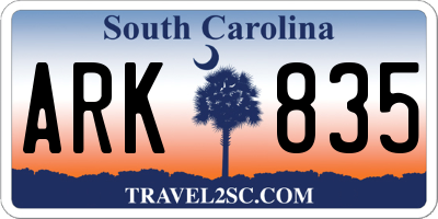 SC license plate ARK835