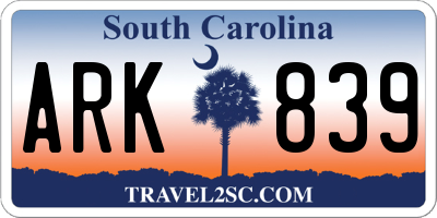SC license plate ARK839