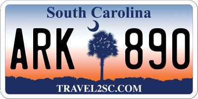 SC license plate ARK890