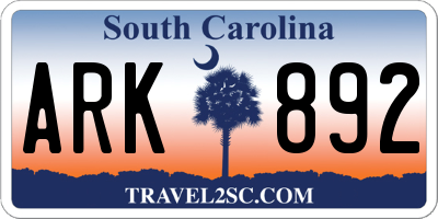 SC license plate ARK892
