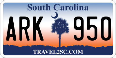 SC license plate ARK950