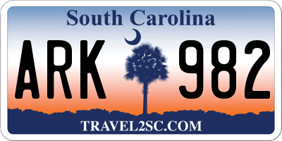 SC license plate ARK982