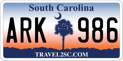 SC license plate ARK986