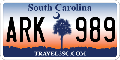SC license plate ARK989