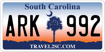 SC license plate ARK992
