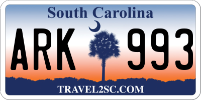 SC license plate ARK993