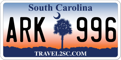 SC license plate ARK996