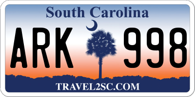SC license plate ARK998