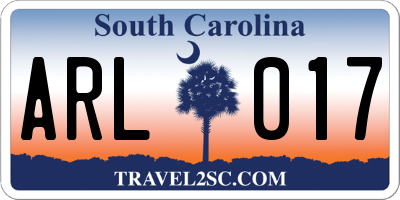 SC license plate ARL017