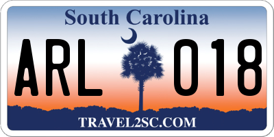 SC license plate ARL018