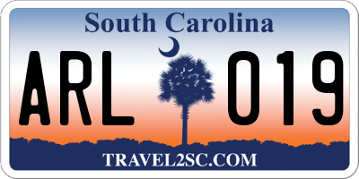 SC license plate ARL019