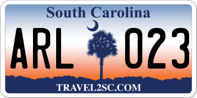 SC license plate ARL023
