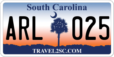SC license plate ARL025
