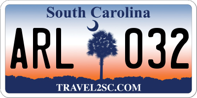 SC license plate ARL032