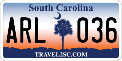 SC license plate ARL036