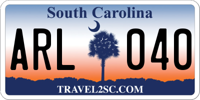 SC license plate ARL040