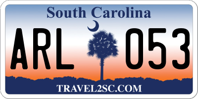 SC license plate ARL053