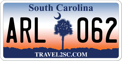 SC license plate ARL062