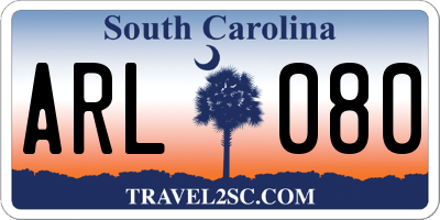 SC license plate ARL080