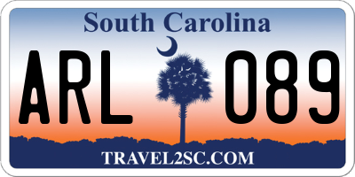 SC license plate ARL089