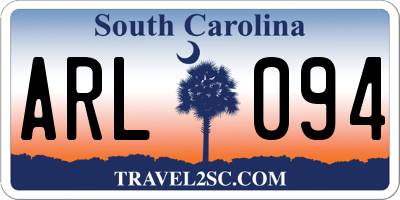 SC license plate ARL094