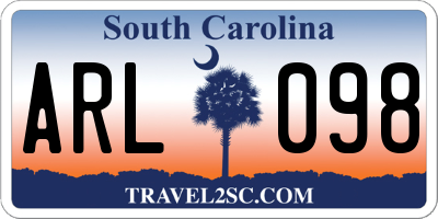 SC license plate ARL098
