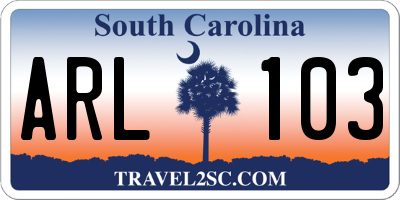 SC license plate ARL103