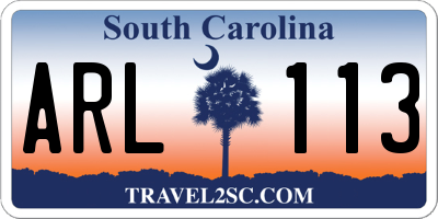 SC license plate ARL113