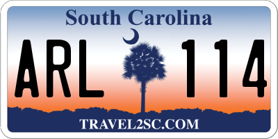 SC license plate ARL114