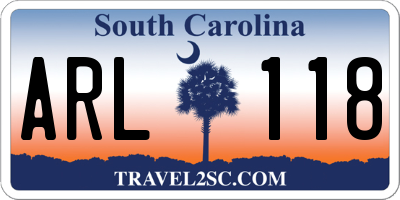 SC license plate ARL118