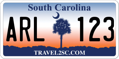 SC license plate ARL123
