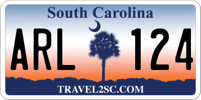 SC license plate ARL124