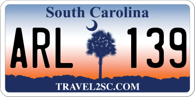 SC license plate ARL139