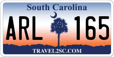SC license plate ARL165
